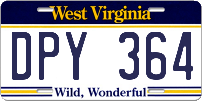 WV license plate DPY364