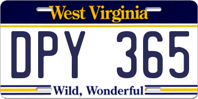 WV license plate DPY365