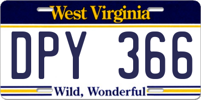 WV license plate DPY366