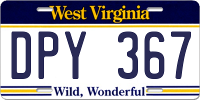 WV license plate DPY367