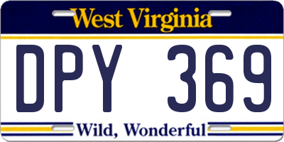 WV license plate DPY369