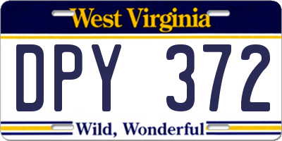 WV license plate DPY372