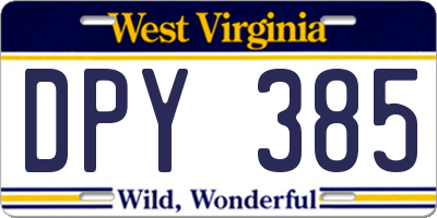 WV license plate DPY385