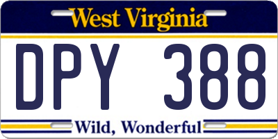 WV license plate DPY388