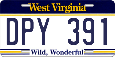 WV license plate DPY391