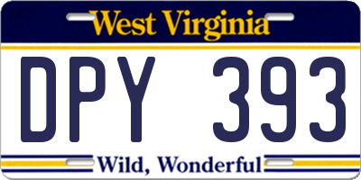 WV license plate DPY393