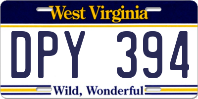 WV license plate DPY394