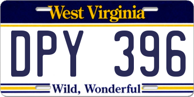 WV license plate DPY396