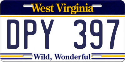 WV license plate DPY397