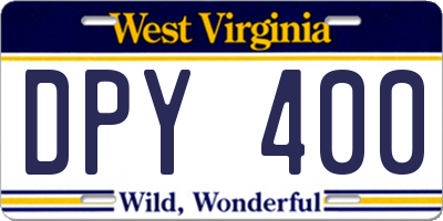 WV license plate DPY400