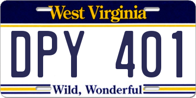 WV license plate DPY401