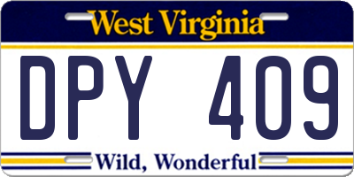 WV license plate DPY409