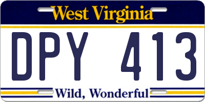 WV license plate DPY413