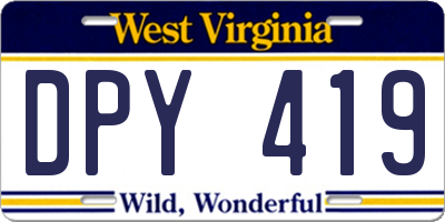 WV license plate DPY419