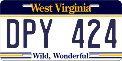 WV license plate DPY424