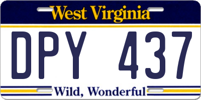 WV license plate DPY437