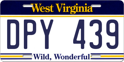 WV license plate DPY439