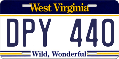 WV license plate DPY440