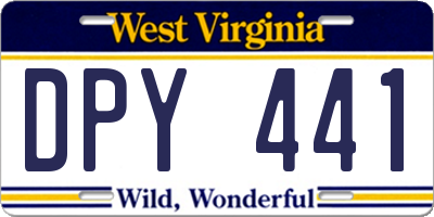 WV license plate DPY441