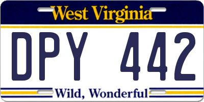 WV license plate DPY442