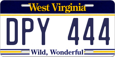 WV license plate DPY444