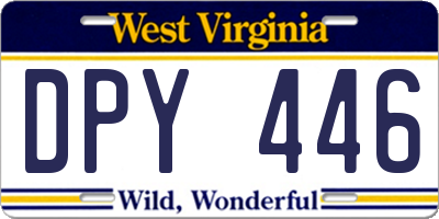 WV license plate DPY446