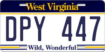WV license plate DPY447