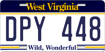 WV license plate DPY448