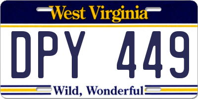 WV license plate DPY449