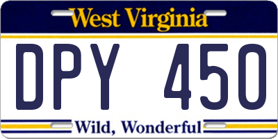 WV license plate DPY450