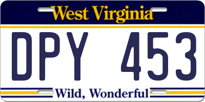 WV license plate DPY453