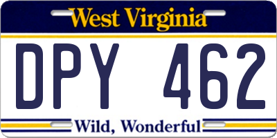 WV license plate DPY462