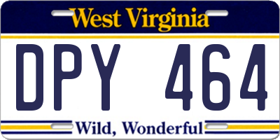 WV license plate DPY464