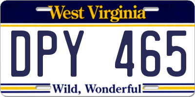 WV license plate DPY465