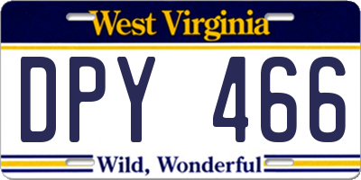 WV license plate DPY466