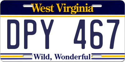 WV license plate DPY467