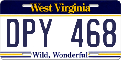 WV license plate DPY468