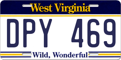 WV license plate DPY469