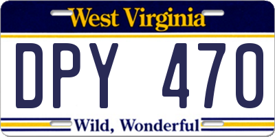 WV license plate DPY470