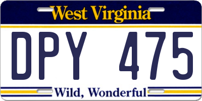 WV license plate DPY475