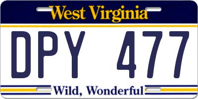 WV license plate DPY477