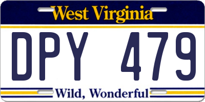WV license plate DPY479