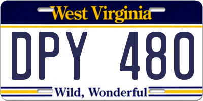 WV license plate DPY480