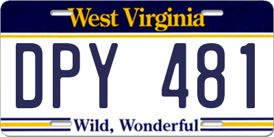 WV license plate DPY481