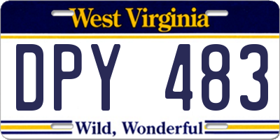 WV license plate DPY483