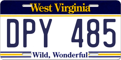 WV license plate DPY485