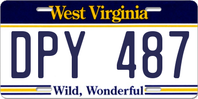 WV license plate DPY487