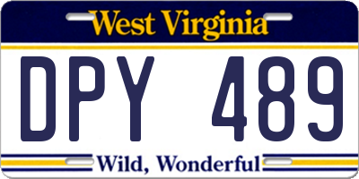WV license plate DPY489