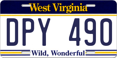 WV license plate DPY490