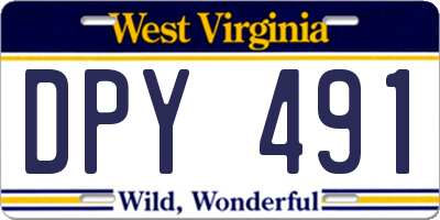WV license plate DPY491